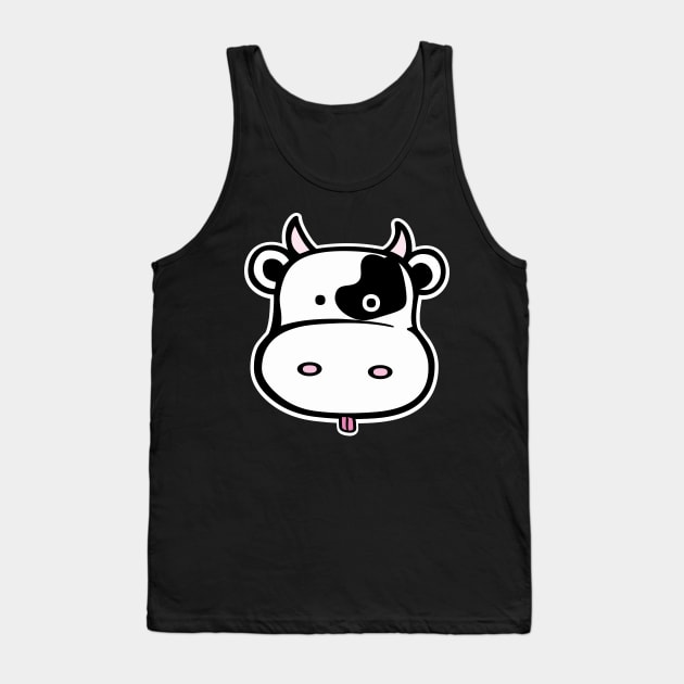 Cute Cow Head Tank Top by YasudaArt